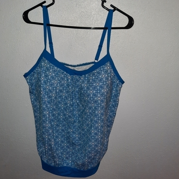 🌟 Lands end chlorine resistant blouson tummy hiding tankini top swimsuit - Picture 1 of 4